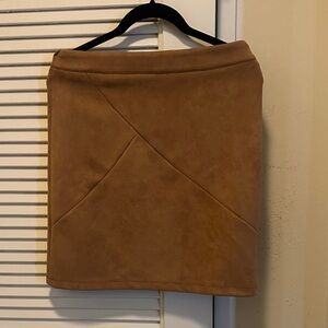 Simplee Apparel Tan Suede Mini Skirt